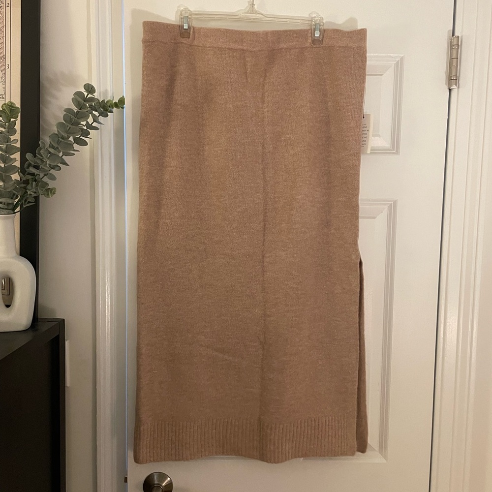 Eloquii Camel Knit Midi Skirt